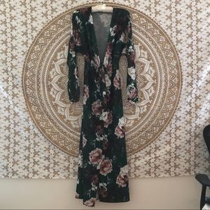 Green Floral Dress, Size XS